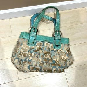 Coach soho optic purse teal/tan